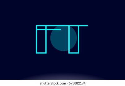 ft f t blue line circle letter logo alphabet creative company vector icon design template