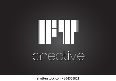 FT F T Creative Letter Logo Design With White and Black Lines.