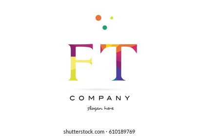 ft f t  creative rainbow colors colored alphabet company letter logo design vector icon template