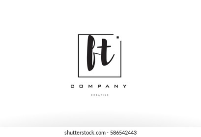 ft f t hand writing written black white alphabet company letter logo square background small lowercase design creative vector icon template 
