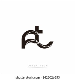 ft f t Initial Letter Split Lowercase Modern Monogram linked outline rounded logo