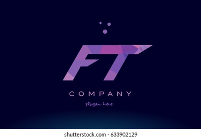 ft f t polygon polygonal letter alphabet text pink purple dots creative company logo vector icon design template
