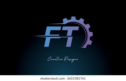 FT Gear Fusion Logo – Industrial Tech-Inspired Letter mark Futuristic Industrial Letter Mark Design for Technology and Engineering Brands.