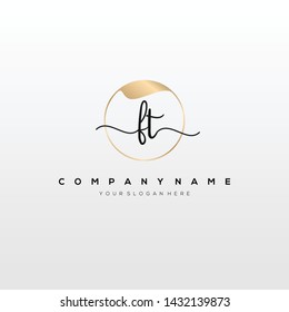 FT handwriting initial logo template vector.
