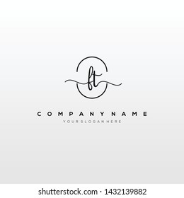 FT handwriting initial logo template vector.
