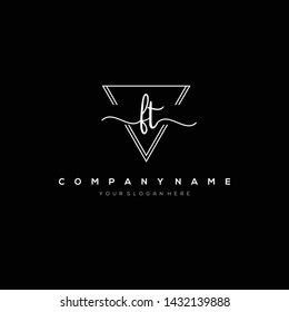 FT handwriting initial logo template vector.