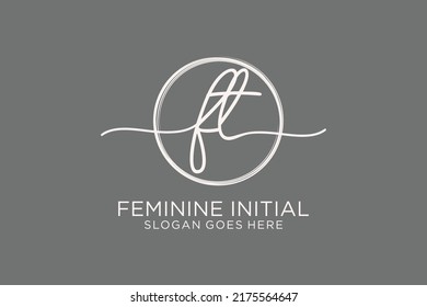 FT handwriting logo with circle template vector logo of initial signature, wedding, fashion, floral and botanical with creative template.