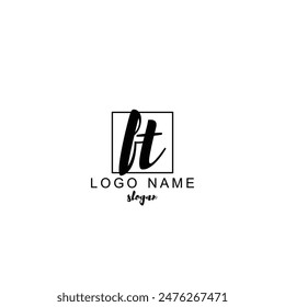 FT Initial Handwriting Logo Design Template Vector