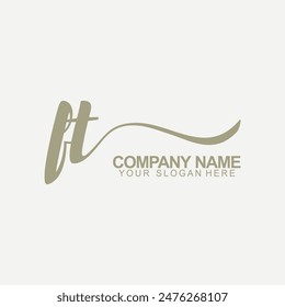 FT Initial Handwriting Logo Design Vector