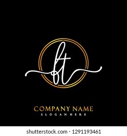 FT Initial Handwriting logo template vector