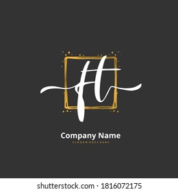 FT Initial handwriting and signature logo design with circle. Beautiful design handwritten logo for fashion, team, wedding, luxury logo.