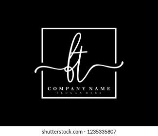 FT Initial handwriting square minimalist logo vector
