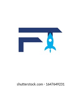 FT initial letter with rocket design logo, elements, icons, symbols, abstract, shapes. Creative inspiration idea with flat style for business company, template collection, marketing promotions.