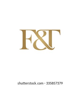 F&T Initial logo. Ampersand monogram golden logo