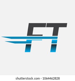 FT initial logo company name colored black and blue, Simple and Modern Logo Design.