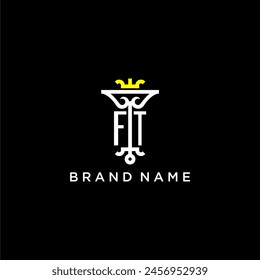 FT initial monogram brand logo design for crown vector image