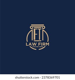FT initial monogram for law firm with creative circle line