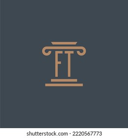 FT initial monogram for lawfirm logo with pillar design
