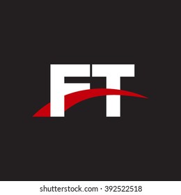 FT initial overlapping swoosh letter logo white red black background