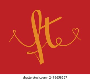 FT anfängliche Hochzeit Monogramm Kalligraphie Vektorgrafik. Handgezeichnete Buchstaben f und t Liebe Logo-Design für Valentinstag Poster, Grußkarte, Fotoalbum, Bannerdruck oder Tattoo.