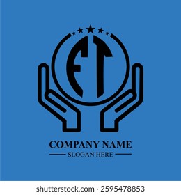 FT initials held within hands, symbolizing trust and protection. The circle represents unity, while stars highlight excellence and ambition.