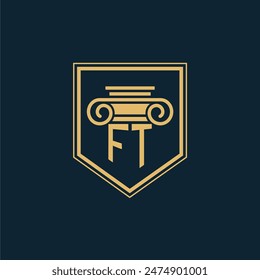 FT Initials Law Firm Logo Lawyer logo with creative law element