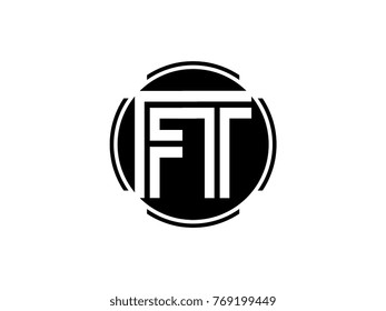 FT letter logo round black
