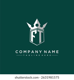 FT letter monogram initial logo for shield and crown design