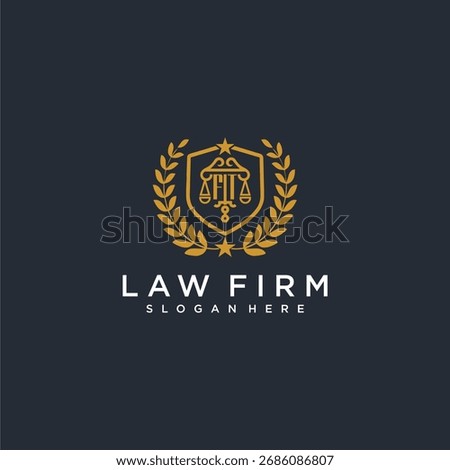 FT letter monogram logo for lawfirm with pillar and leaf image design
