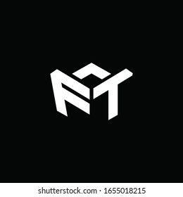 Monograma del logotipo FT con plantilla de diseño de cinta de estilo emblema