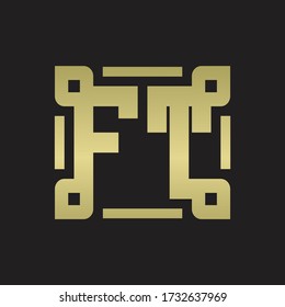 FT Logo monogram with piece line art design template