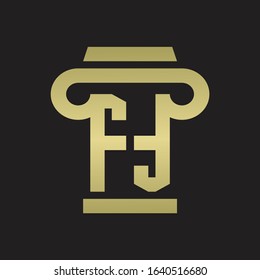 FT Logo monogram with pillar style design template with gold colors