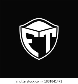 FT Logo monogram shield shape with outline rounded design template on black background