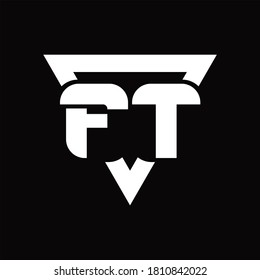 FT Logo monogram with triangle shape rounded design template on black background