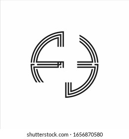FT Logo monogram triple ribbon style line design template isolated on white background