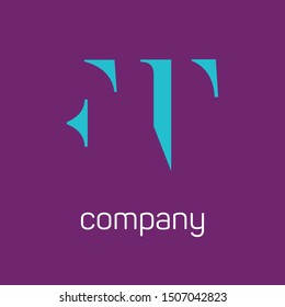 FT logo template. Company design. Monogram letters F and T.