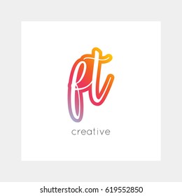 FT logo, vector. Useful as branding, app icon, alphabet combination, clip-art.