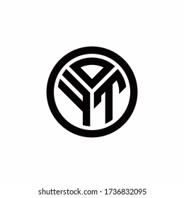 FT monogram logo with circle outline design template isolated on white background