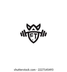 FT simple line fitness gym concept in high quality professional design that will print well across any print media