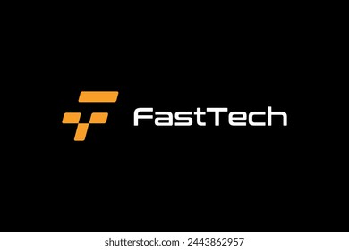 FT technology initial letter logo design template with box pixel digital graphic design illustration