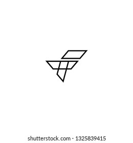 FT TF  letter geometric logo line art vector icon illustration