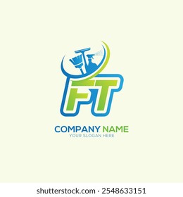 FT or TF Letter Local Cleaning vector logo. Cleaning service logo vector