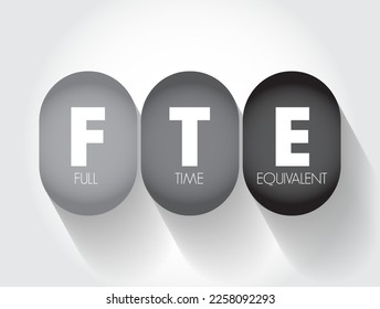 FTE Full Time Equivalent - employee's scheduled hours divided by the employer's hours for a full-time workweek, acronym text concept background