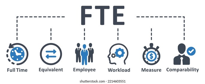 FTE icon - vector illustration . FTE, full, time, equivalent, employee, workload, measure, comparability, abbreviation, infographic, template, concept, banner, pictogram, icon set, icons .