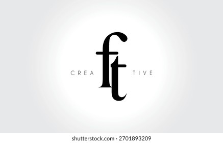 Logotipo elegante del monograma del serif de FTft – Letra tipográfica minúscula de lujo para la marca moderna