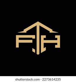 FTH Letter Logo Design Vector. FTH monogram polygon building shape cut Logo.