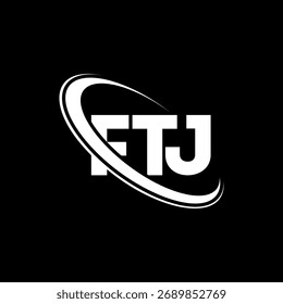 FTJ-Logo. FTJ-Brief. Logo-Design für FTJ-Buchstaben. Initialen FTJ-Logo mit Kreis und Großbuchstaben-Monogramm-Logo verbunden. FTJ-Typografie für Technologie, Business und Immobilien Marke.