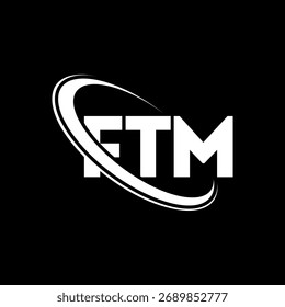FTM-Logo. FTM-Brief. Logo-Design für FTM-Buchstaben. Initialen FTM-Logo mit Kreis- und Großbuchstaben-Monogramm-Logo verknüpft. FTM-Typografie für Technologie, Business und Immobilien Marke.