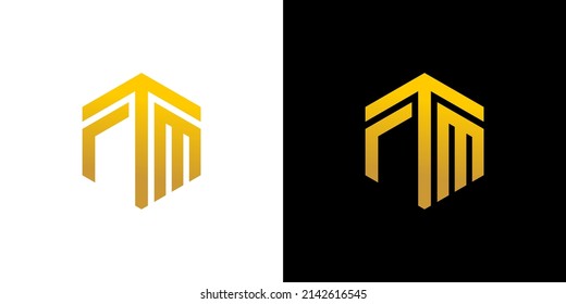 Plantilla de vectores de iconos monograma de diseño de logotipo FTM rTM