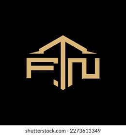 FTN Letter Logo Design Vector. FTN monogram polygon building shape cut Logo.